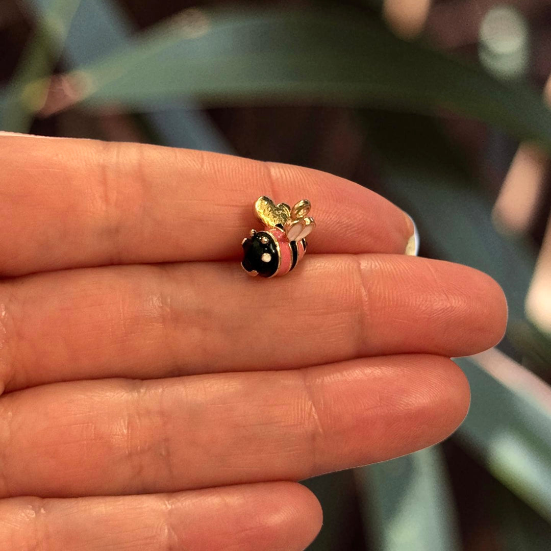 Bee Enamel Charm with Gold Wings