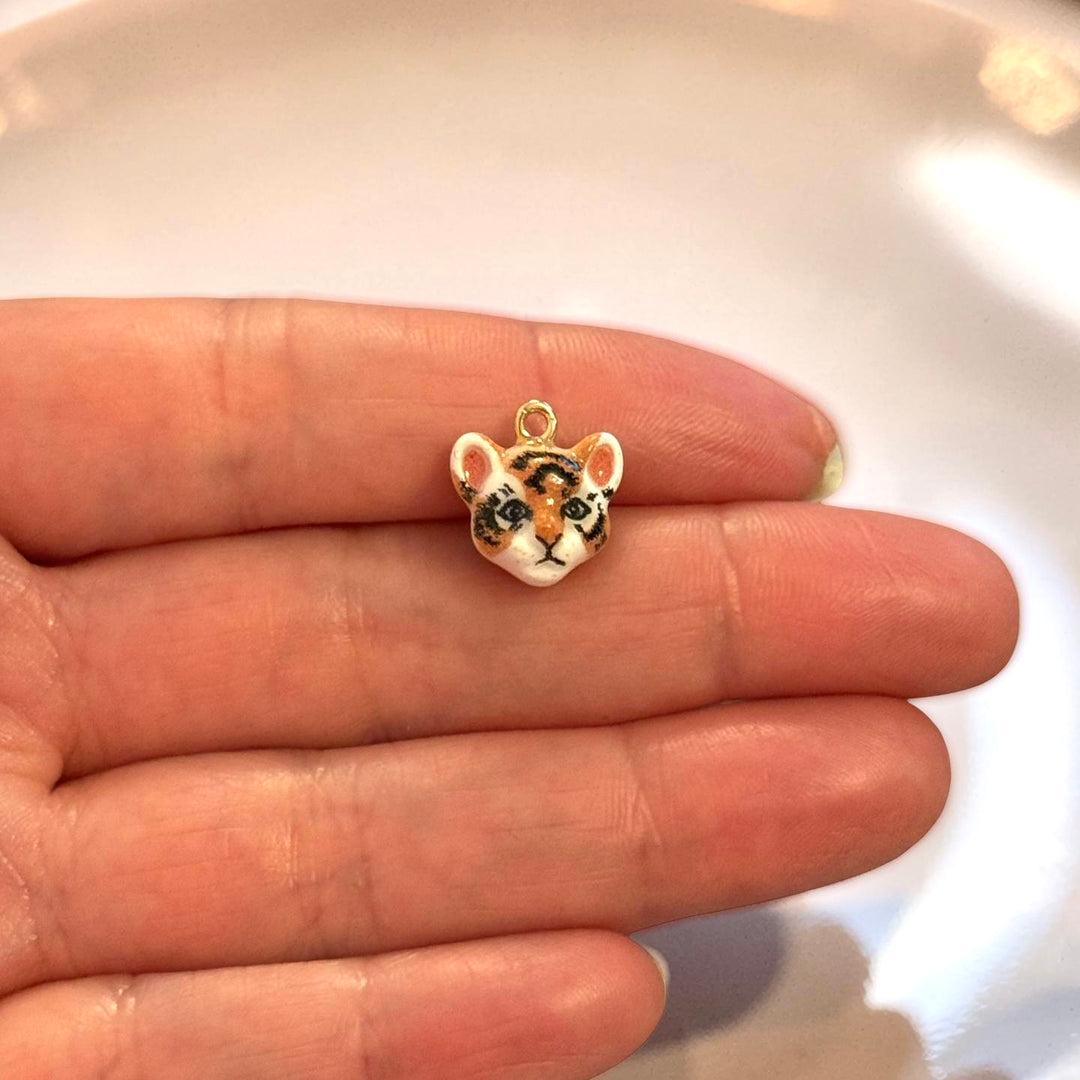 Tiger Face Enamel Charm