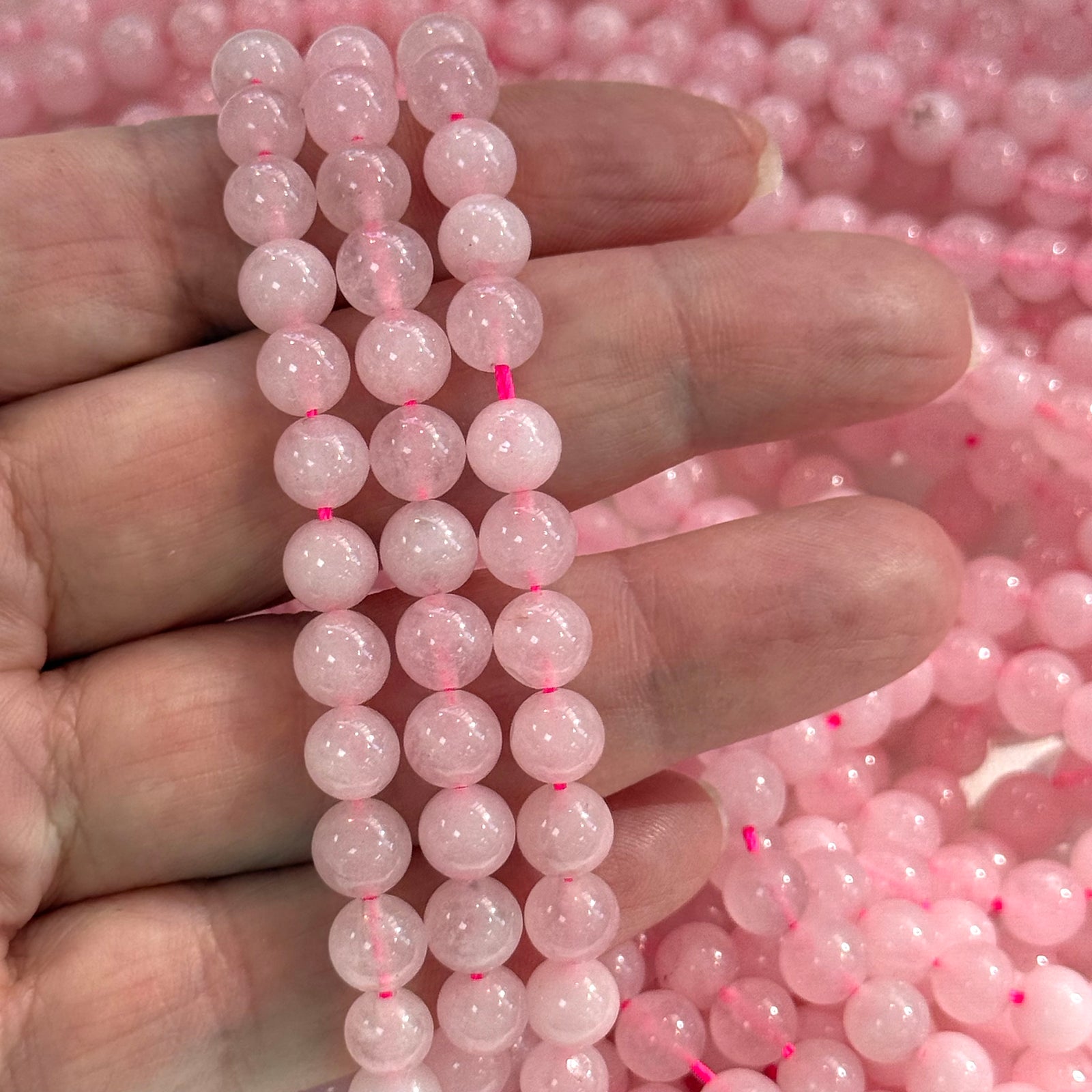 6mm Clear Rose Quartz, 60 Beads, Pink Quartz Round Beads , Rose Quartz Gemstone Beads 6mm