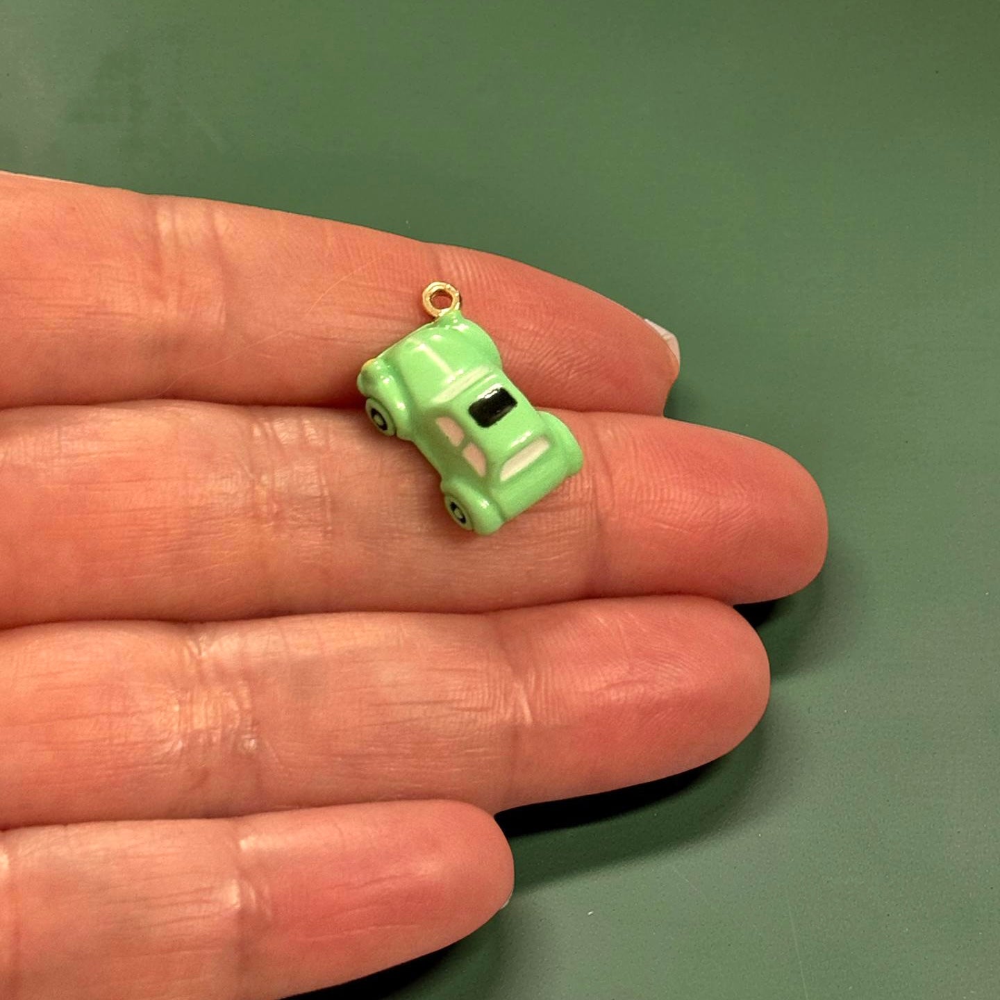 Green Enamel Car Charm Pendant 