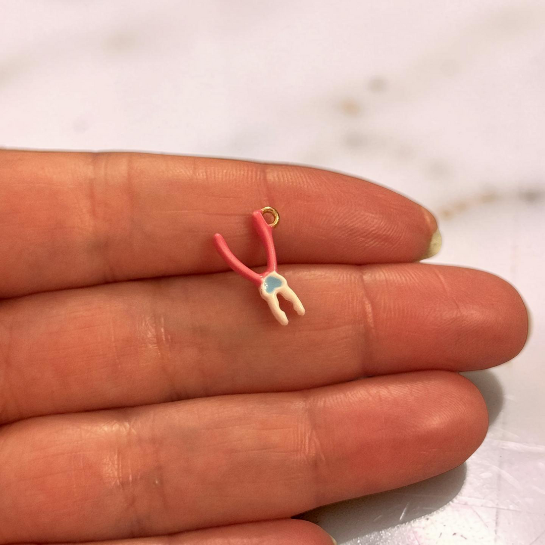 Pink Enamel Pliers Charm