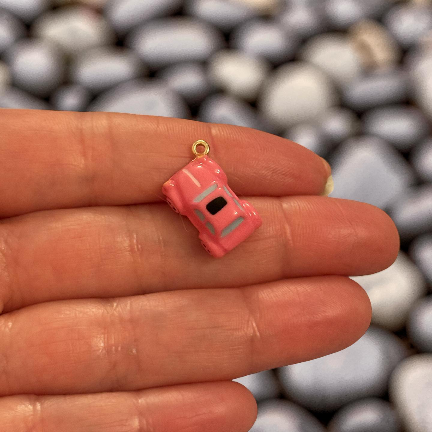 Pink Enamel Car Charm Pendant