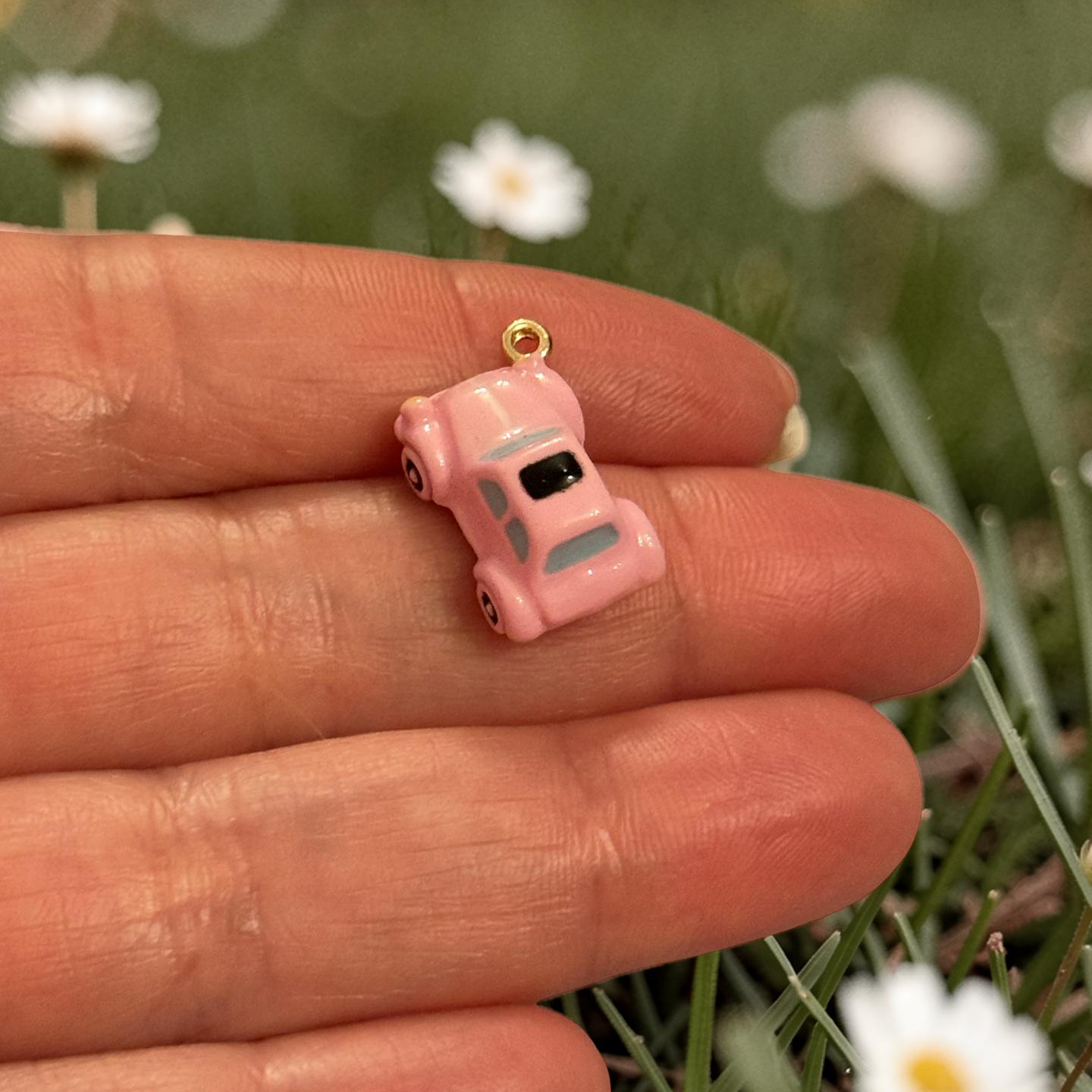 Light Pink Enamel Car Charm Pendant