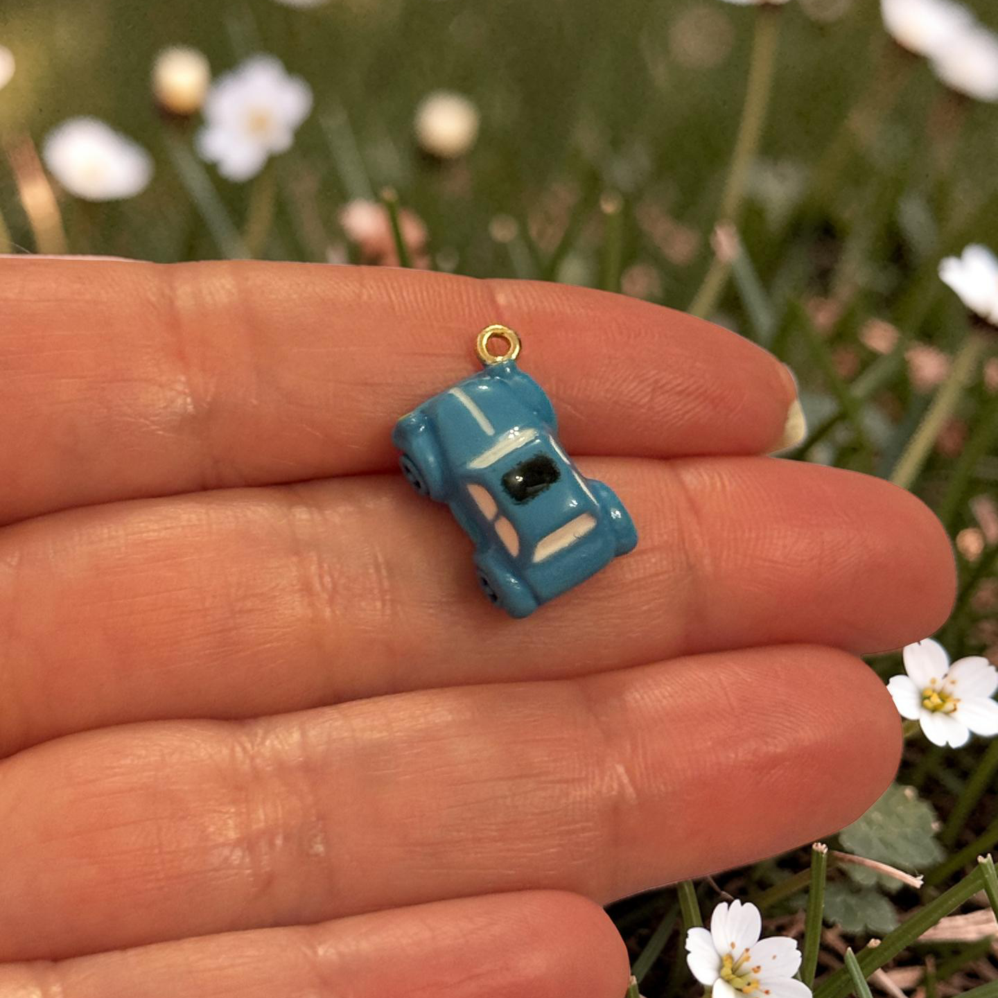 Blue Enamel Car Charm Pendant 