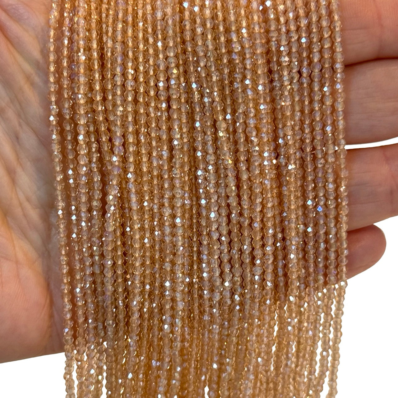 2mm Champagne Gold AB Faceted Round Crystal Beads