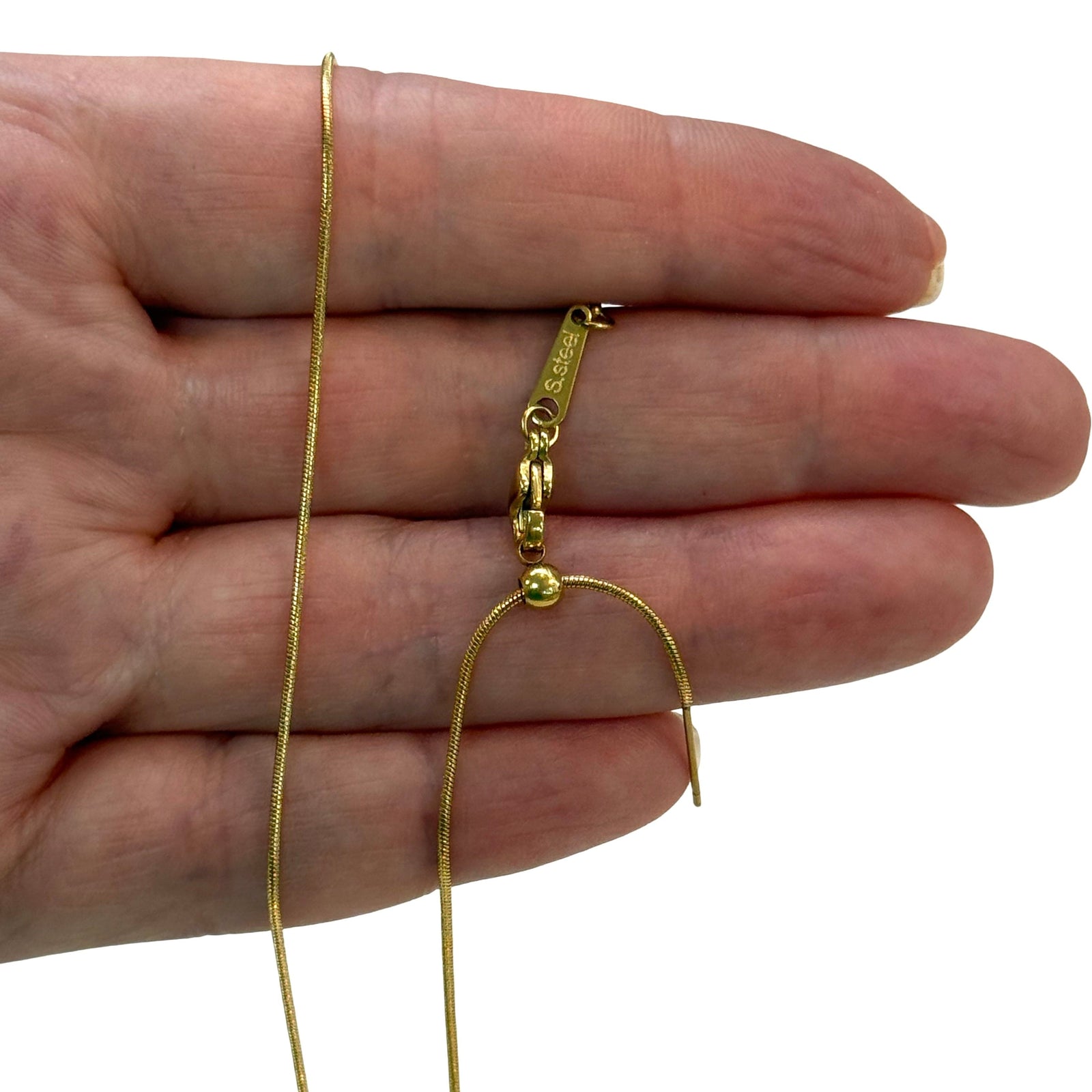 Waterproof Stainless Steel 24Kt Gold Filled Adjustable Stainless Steel Necklace – 1mm Snake Chain, Max 16"