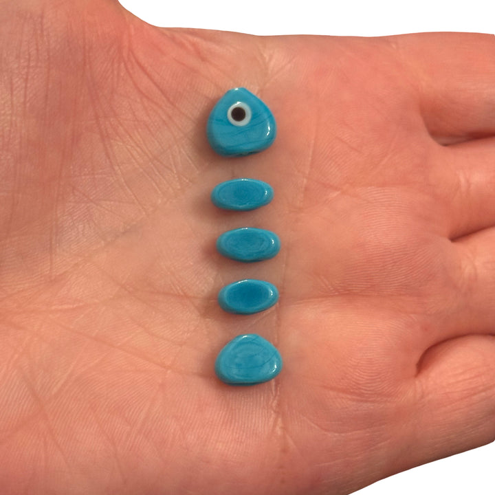 Hand Made Murano Glass Beads, 5 Beads Set for making Murano Glass Fish Bone Charm