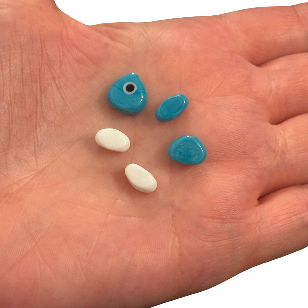 Hand Made Murano Glass Beads, 5 Beads Set for making Murano Glass Fish Bone Charm