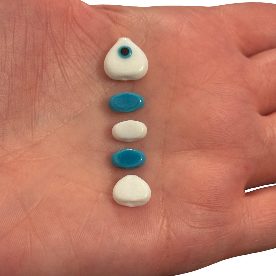 Hand Made Murano Glass Beads, 5 Beads Set for making Murano Glass Fish Bone Charm