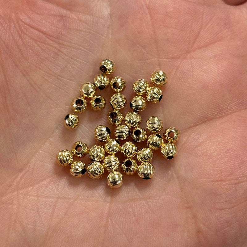 24Kt Gold Plated Laser Cut 4mm Spacer Beads, 50 beads in a pack