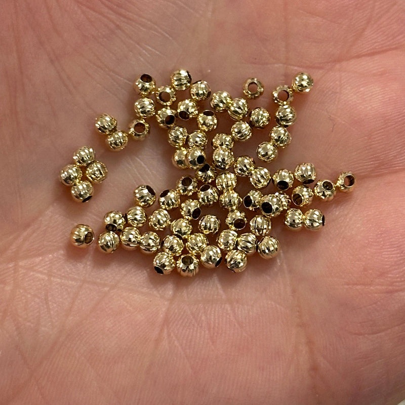 24Kt Gold Plated Laser Cut 3mm Spacer Beads, 50 beads in a pack