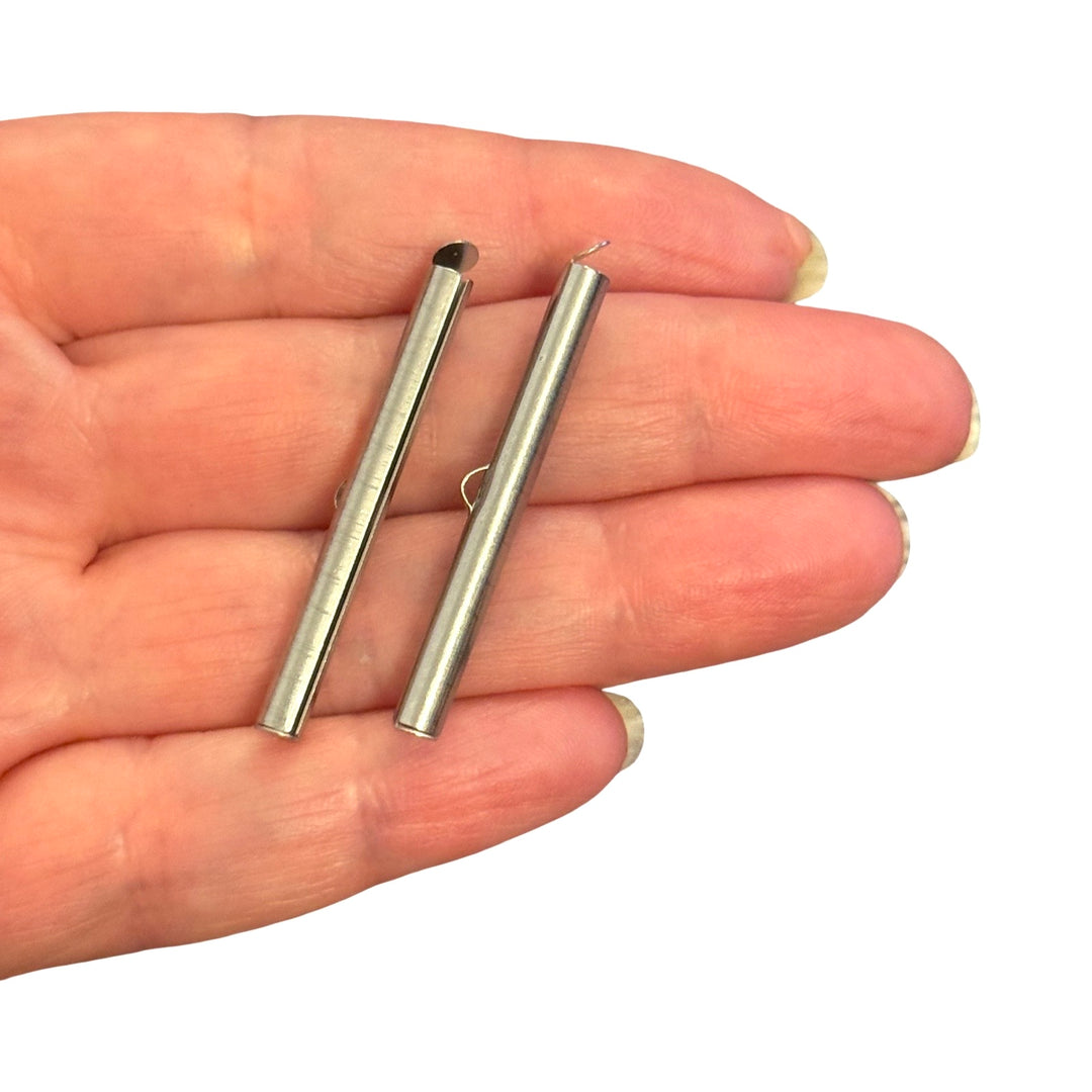 Waterproof Stainless Steel Slide End Tubes for Miyuki – 40mm Silver Beadwork Ends for Delica &amp; Seed Beads, Pair