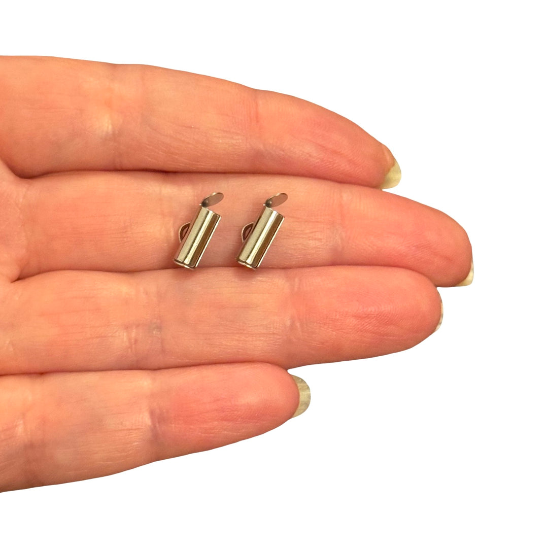 Waterproof Stainless Steel Slide End Tubes for Miyuki – 10mm Silver Beadwork Ends for Delica &amp; Seed Beads, Pair
