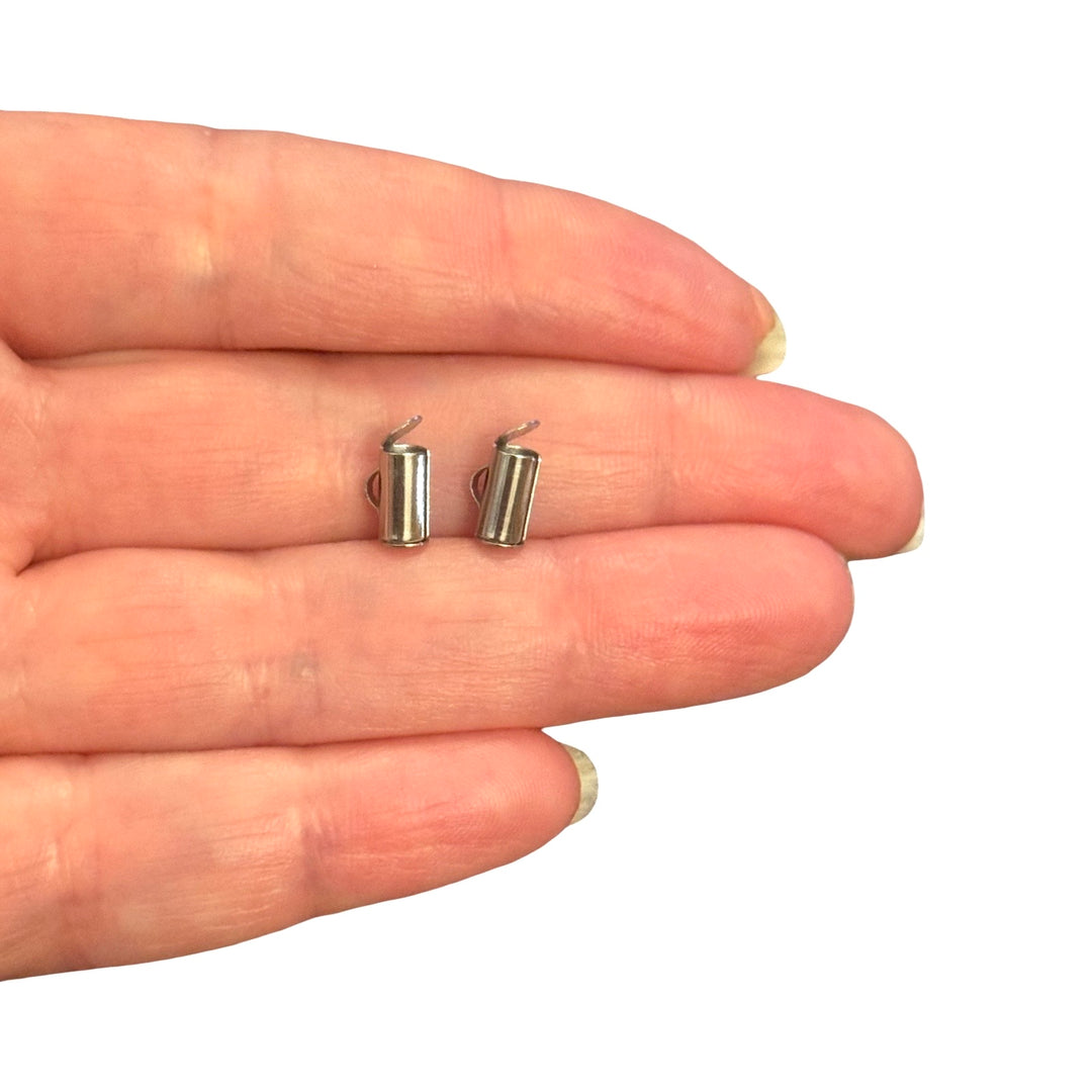 Waterproof Stainless Steel Slide End Tubes for Miyuki – 8mm Silver Beadwork Ends for Delica &amp; Seed Beads, Pair