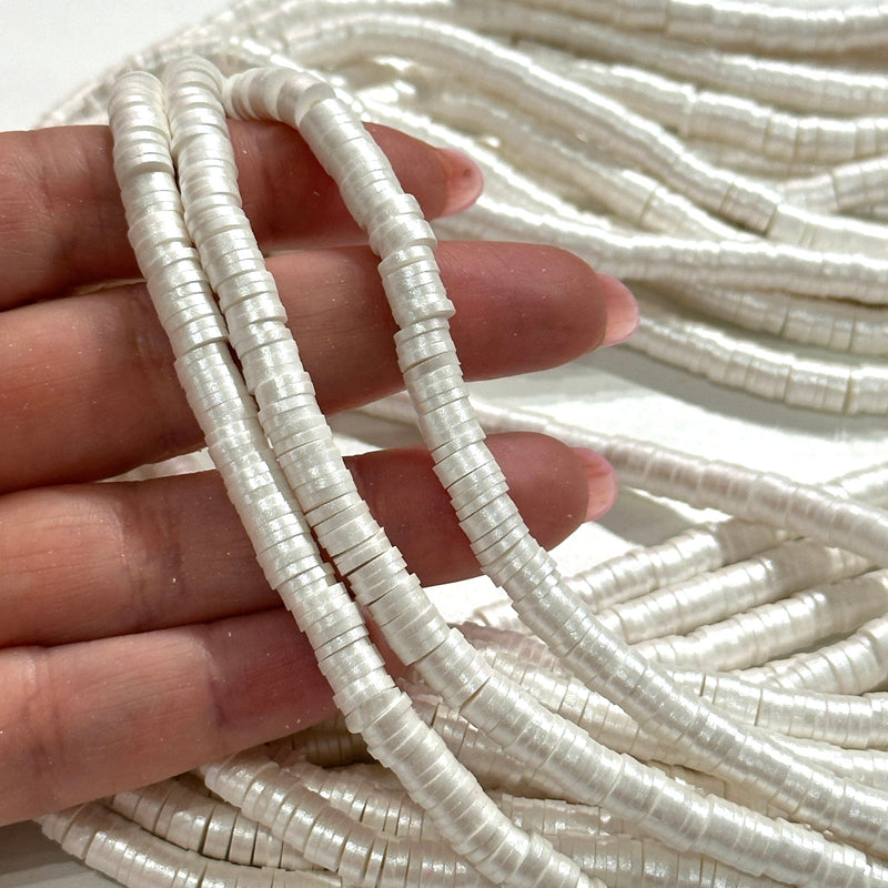 Weiße Heishi-Perlen, Polymer Clay 6x1MM Vinyl-Perlen