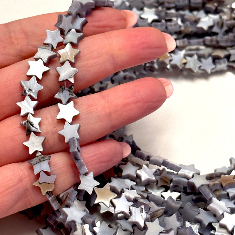 Mother Of Pearl Star Colored 8mm Beads, Natural Mother of Pearl Star, 54 Beads Strand