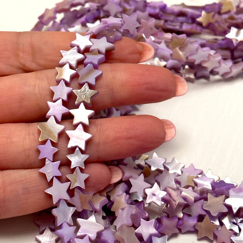 Mother Of Pearl Star Colored 8mm Beads, Natural Mother of Pearl Star, 54 Beads Strand