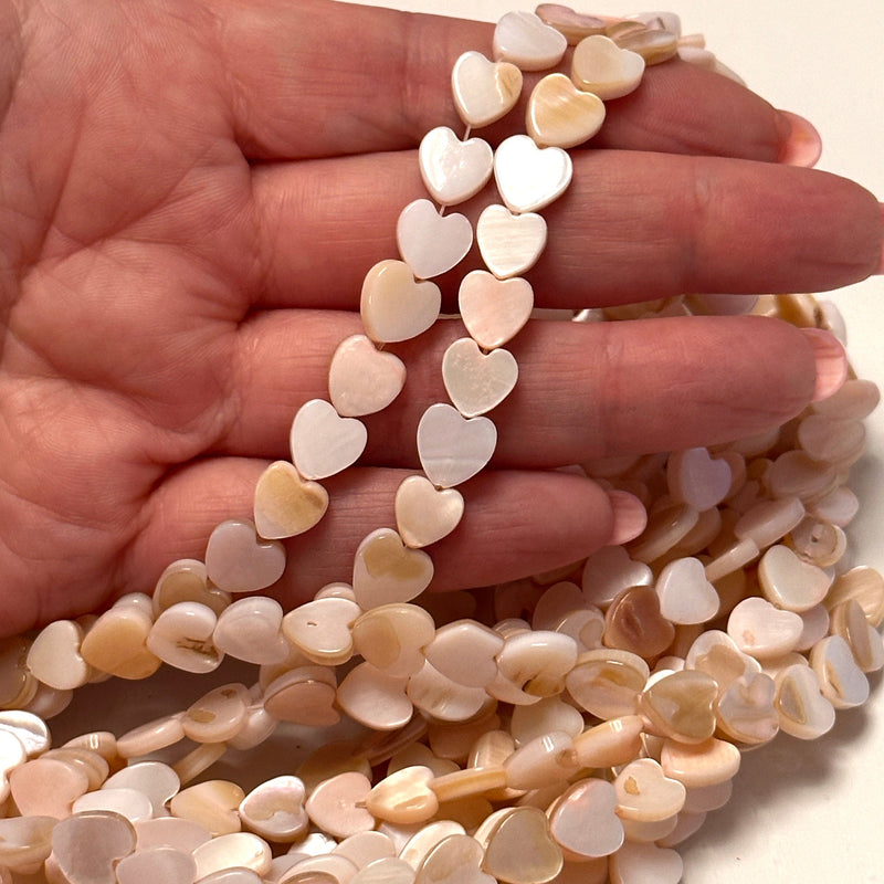 Perlmutt Herz 8 mm Perlen, Löcher durch die Oberseite, 48 Perlenstrang