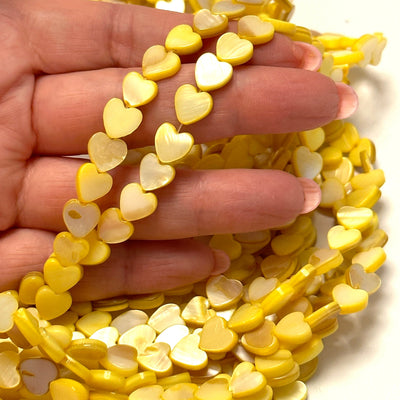 Mother Of Pearl Heart Colored 8mm Beads, Vertical Hole 48 Beads Strand