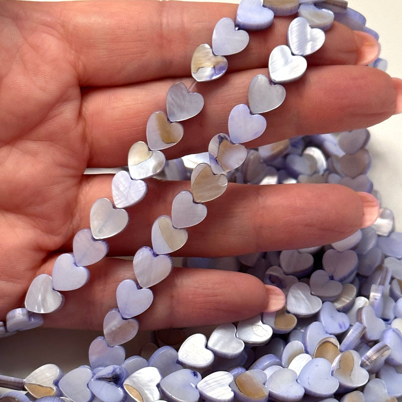 Perlmutt Herz 8 mm Perlen, Löcher durch die Oberseite, 48 Perlenstrang