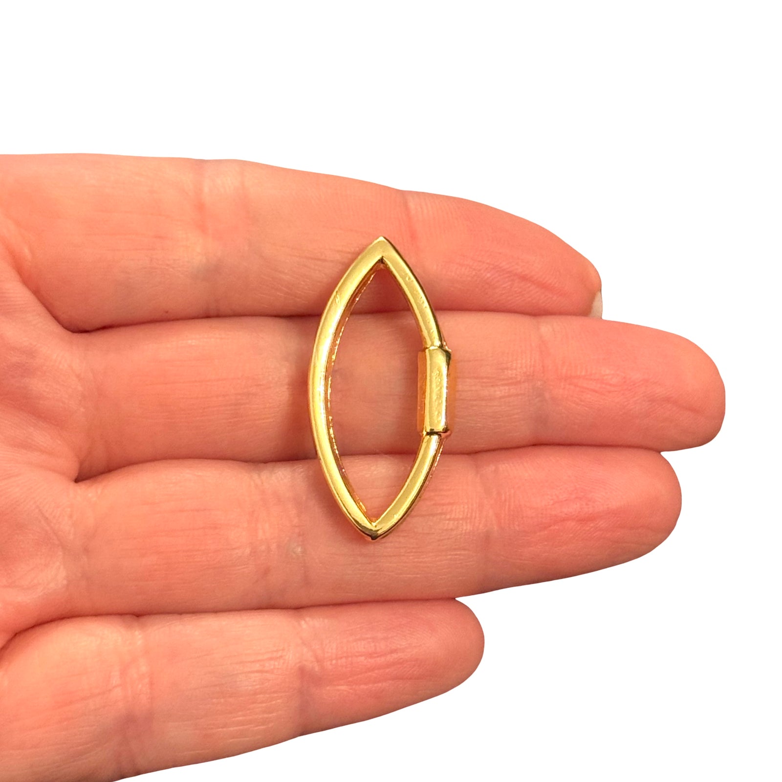 24Kt Gold Plated Marquise Link Pendant, 34x16mm – Fixed Design