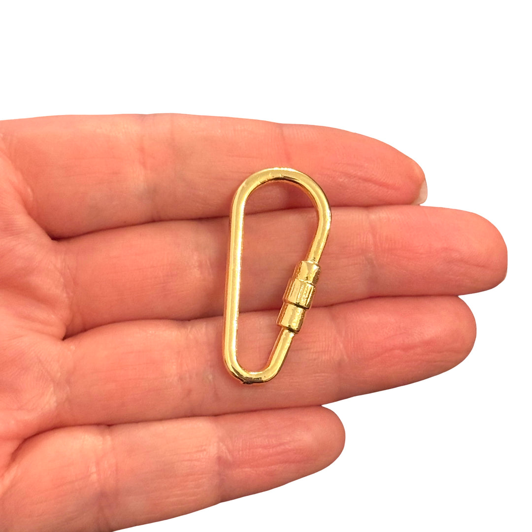 24Kt Gold Plated Carabiner Style Link Pendant, 35x16mm – Fixed Design