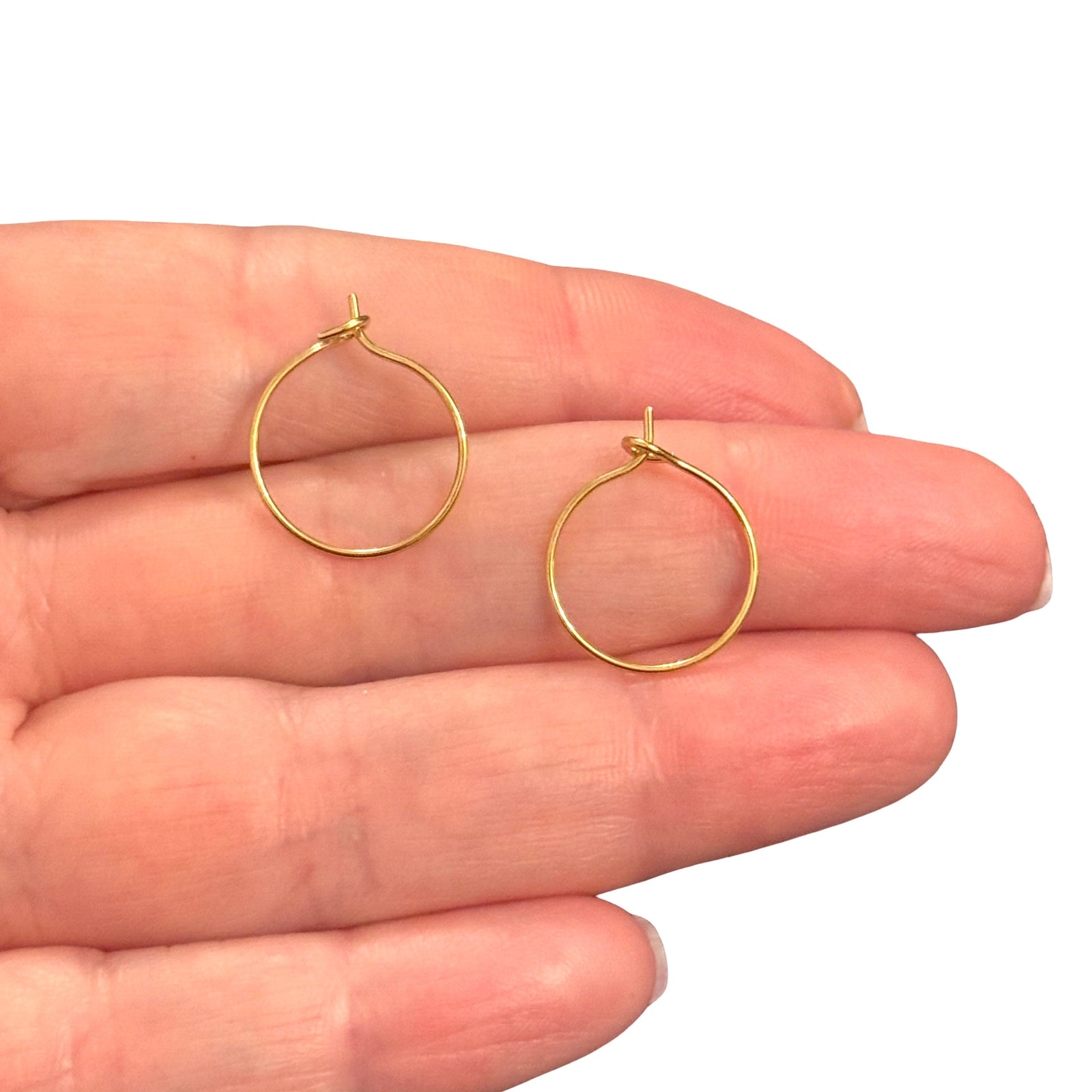 24Kt Gold Plated 15mm Thin Wire Hoop Earrings – Lightweight Hypoallergenic Stainless Steel, Sold by Pair