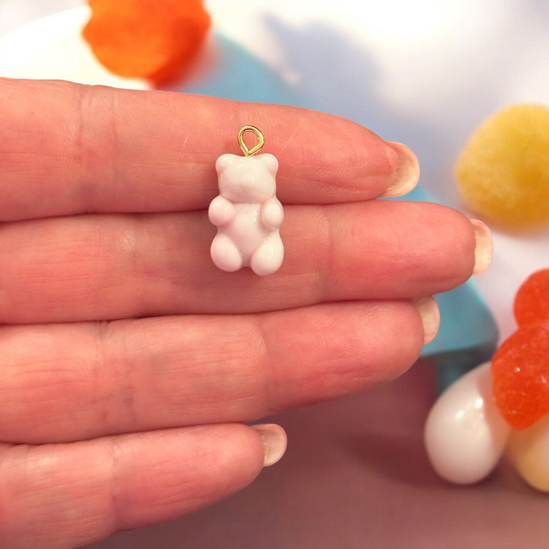 Hand Made Murano Glass Jelly Bear Charm, Murano Bear Pendant, Gummy Bear Earring Charm