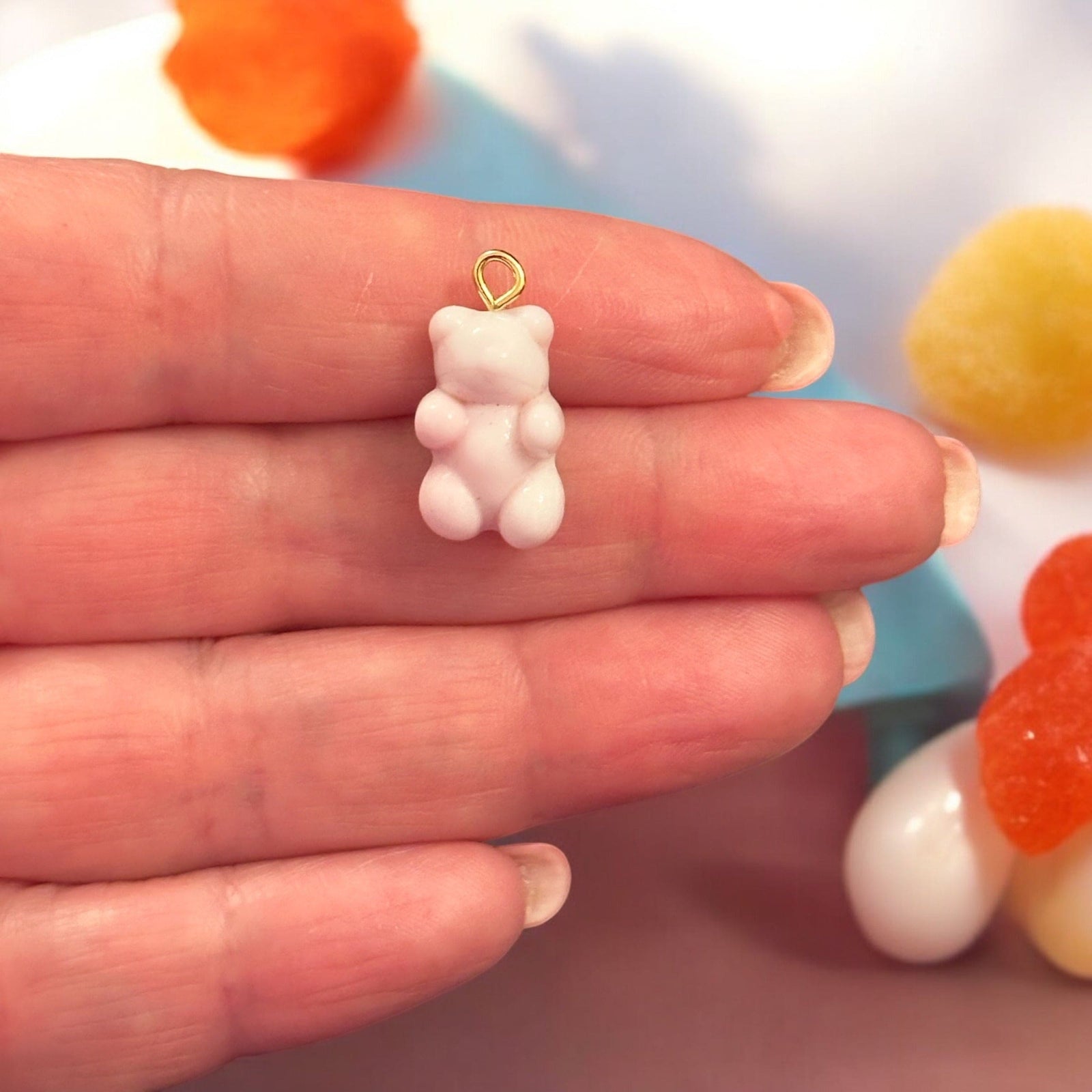 Hand Made Murano Glass Jelly Bear Charm, Murano Bear Pendant, Gummy Bear Earring Charm