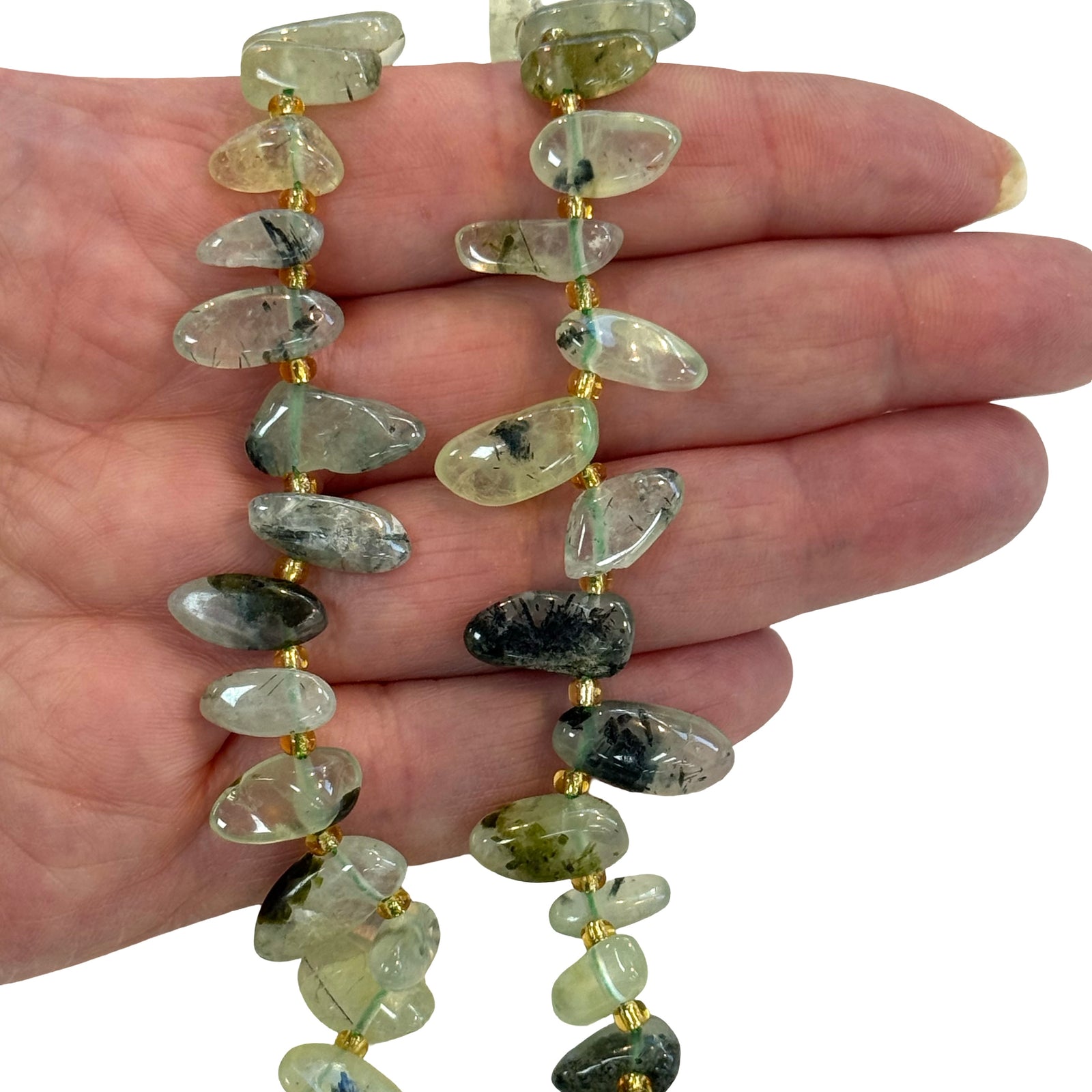 Natural Prehnite Organic Pebble Beads