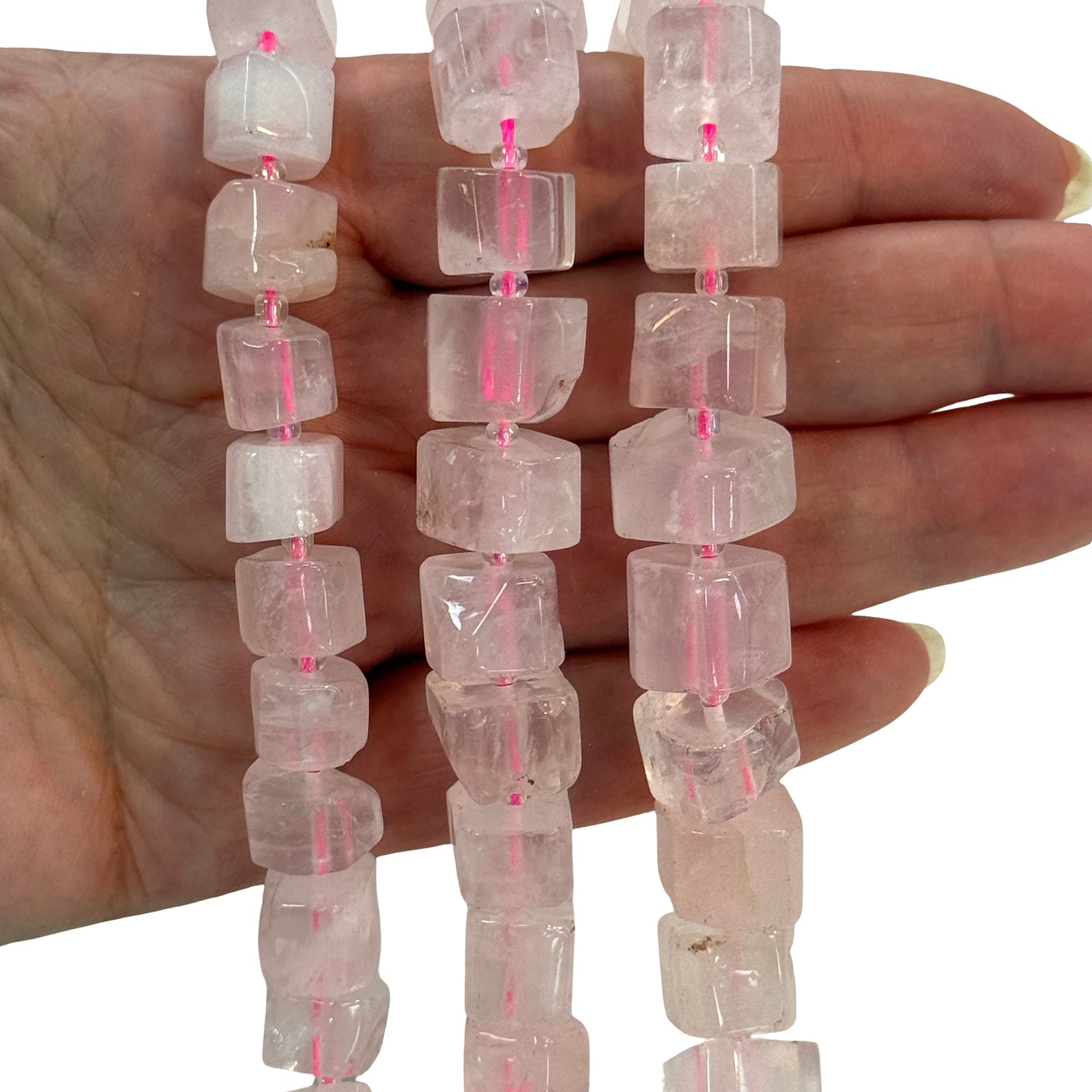Natural Rose Quartz Cube Beads
