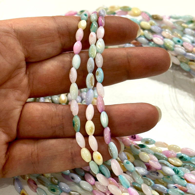 Natural Mother of Pearl Colored Rice Beads,15.5 Inches Strand