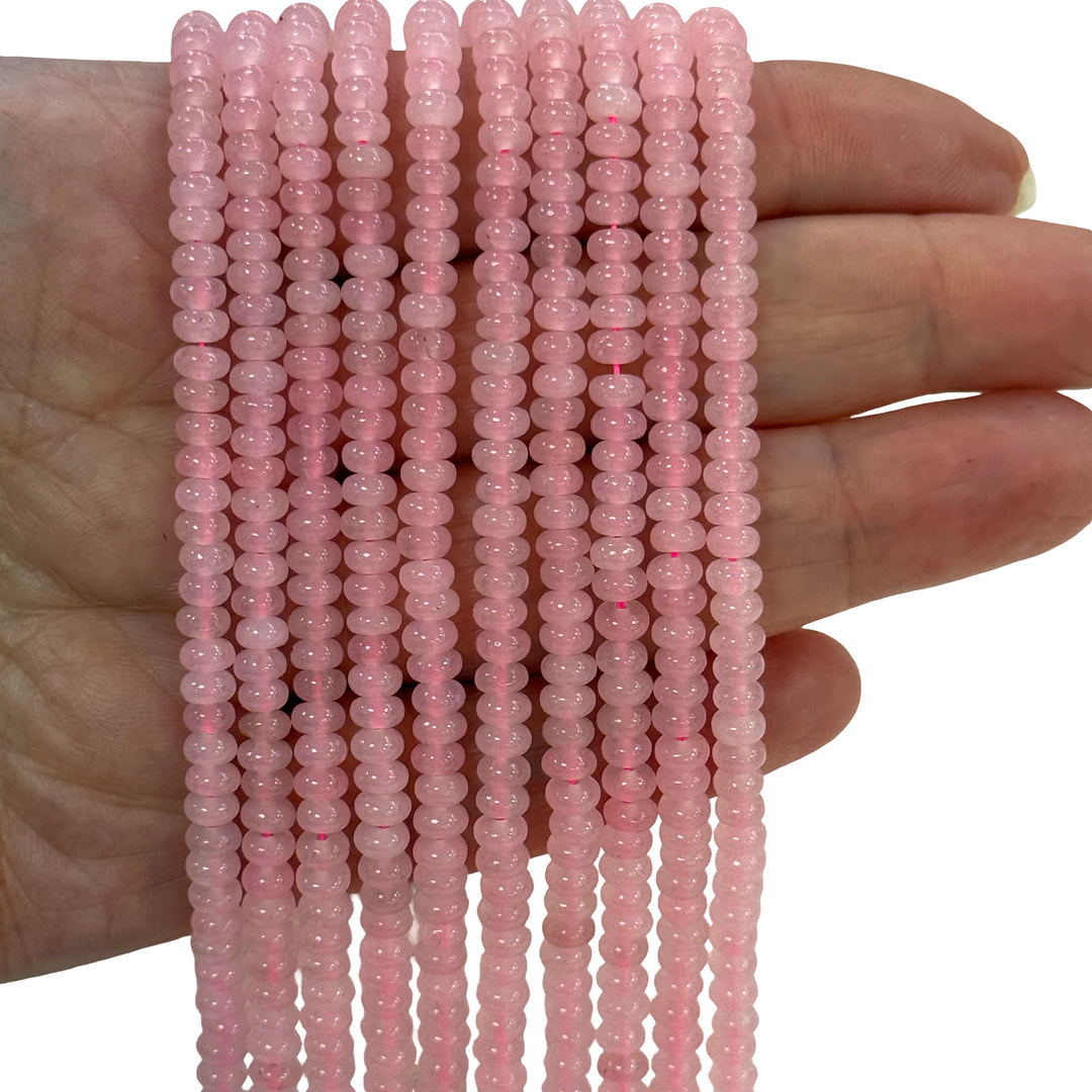 A Grade Rose Quartz Rondelle Beads – 4x2mm, 37.5cm Strand
