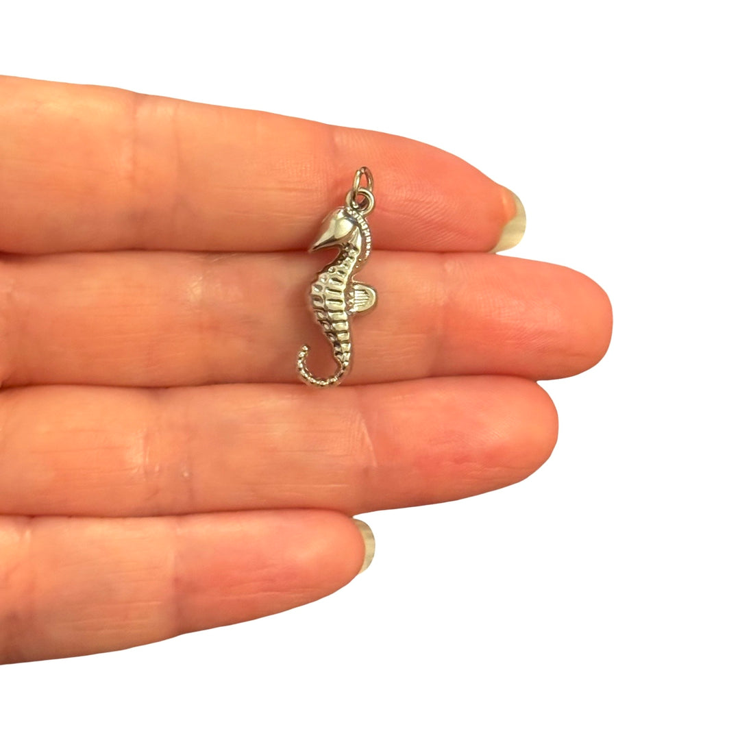 Waterproof Stainless Steel 3D Seahorse Charm – 24x10x4mm