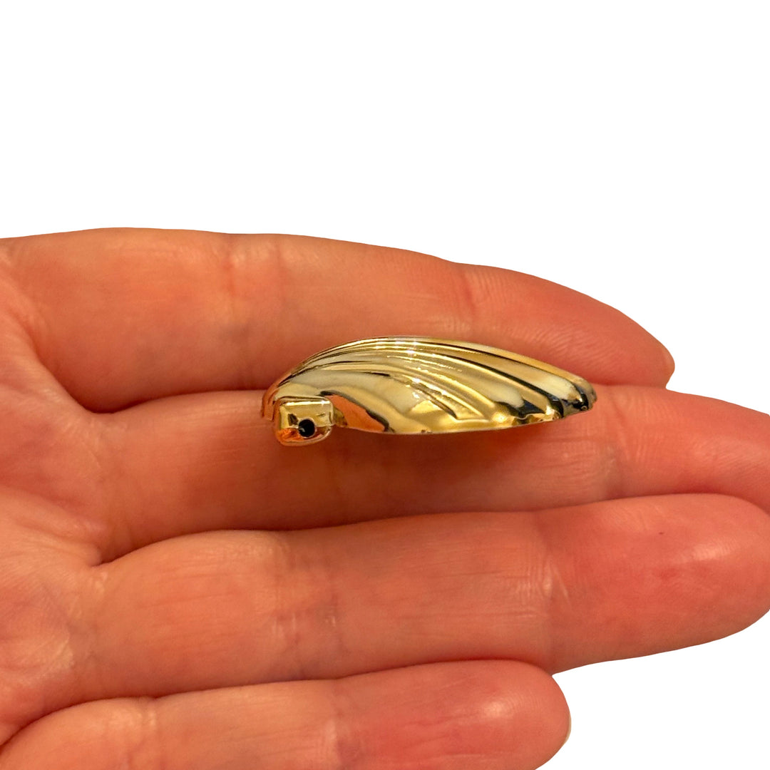 24Kt Gold Plated Scallop Shell Pendant, Side Hole Shell Charm, Realistic Sea Shell Pendant, Gold Back Shell Charm 32mm