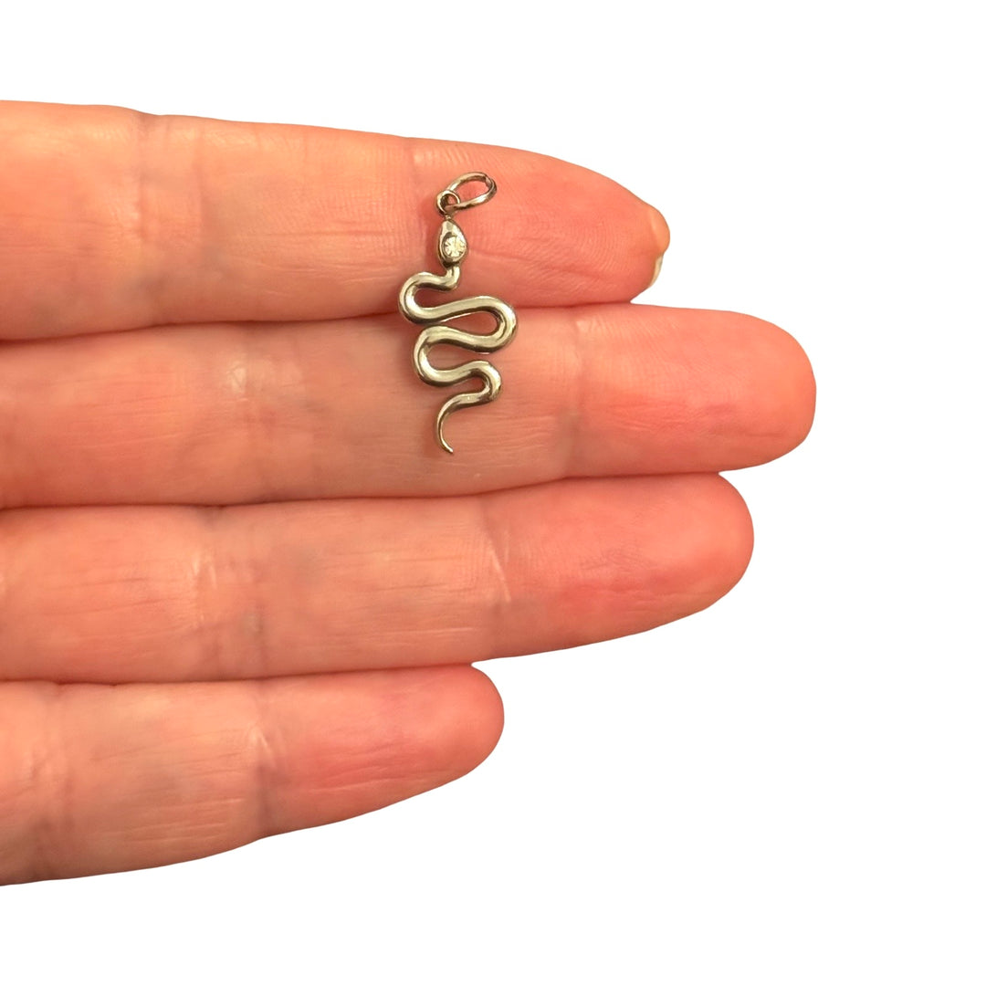 Waterproof Hypoallergenic Stainless Steel Crystal Snake Charm – 22x10mm