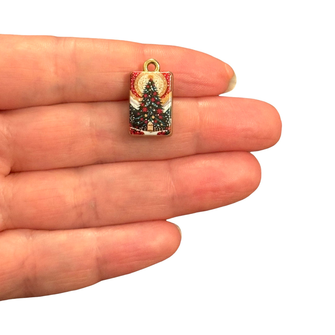 24Kt Gold Plated Christmas Tree Double Sided Charm – 20x11mm