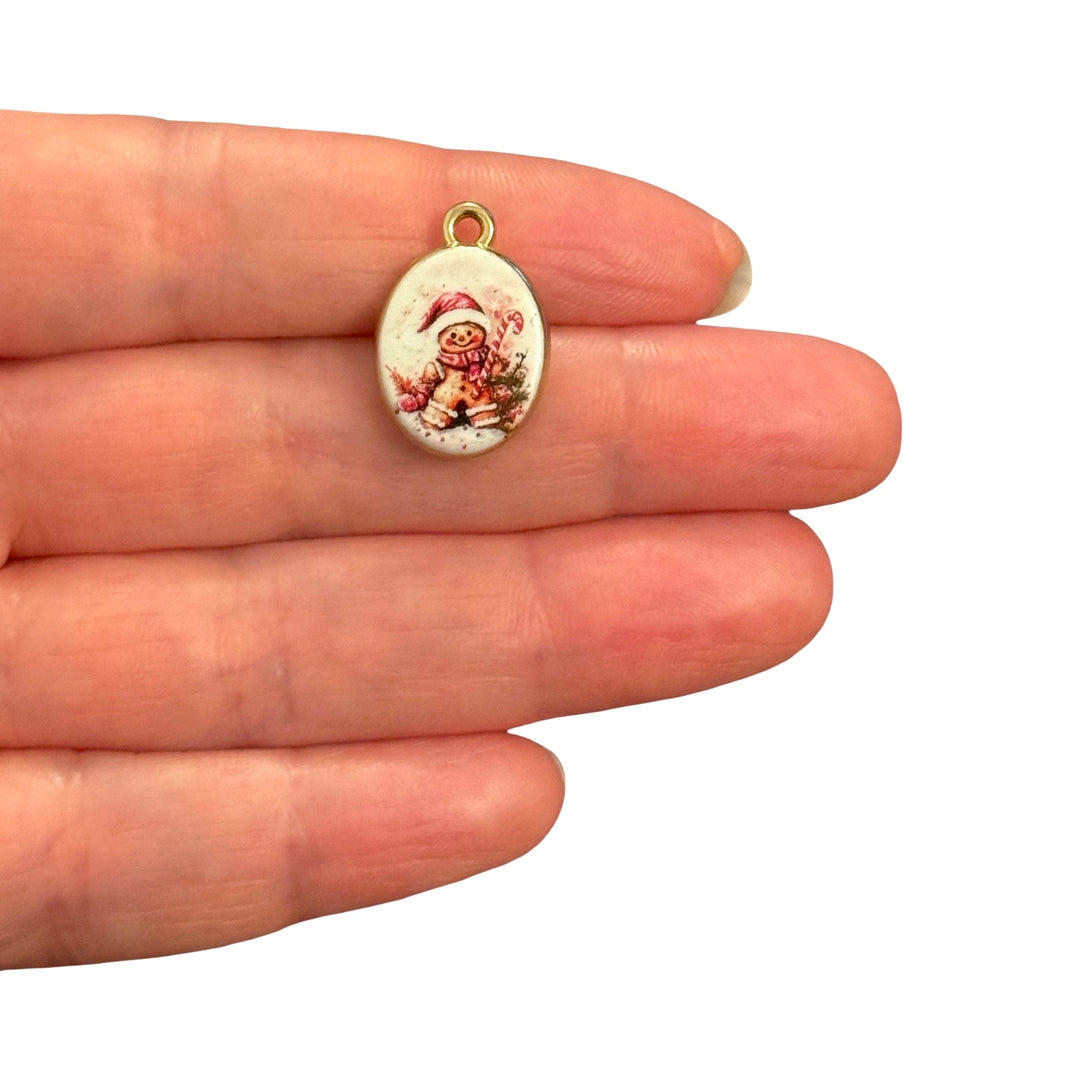 24Kt Gold Plated Christmas Gingerbread Man Double Sided Charm – 20x14mm