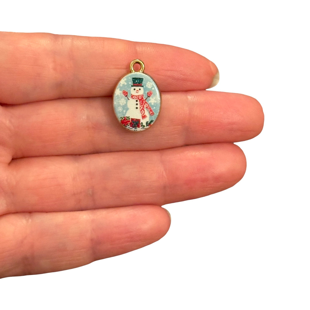 24Kt Gold Plated Christmas Snowman Double Sided Charm – 20x14mm