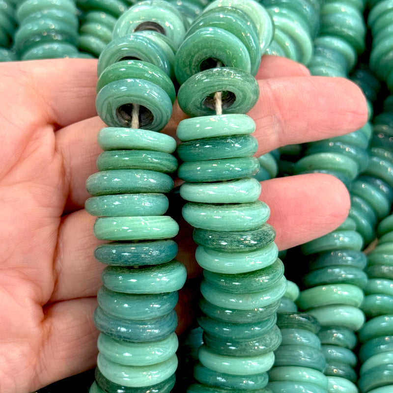 Turkish Artisan Hand Made Glass Large Ring Beads, 50 Beads in a pack