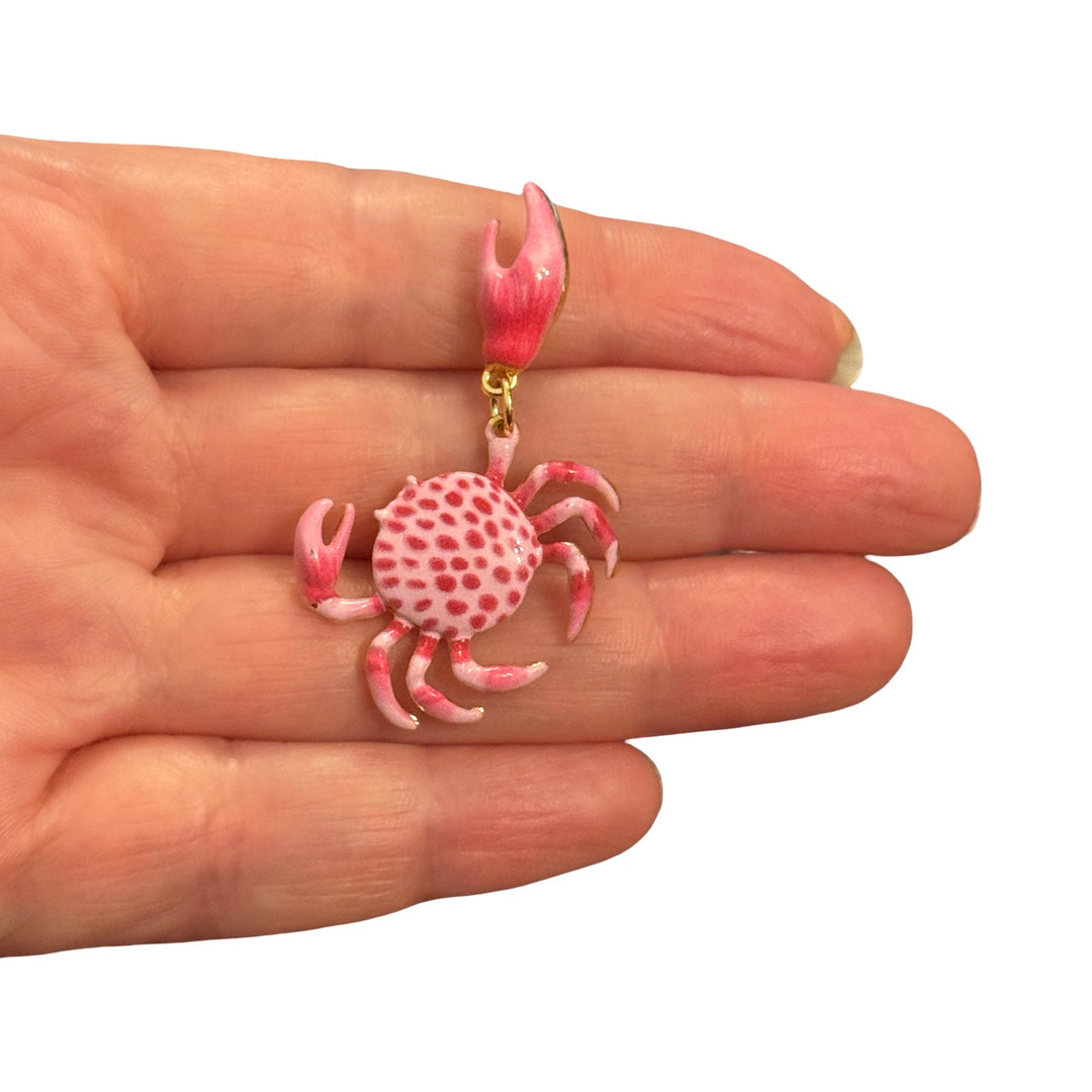 24Kt Gold Plated Pink Crab Enamel Pendant – 45x32mm