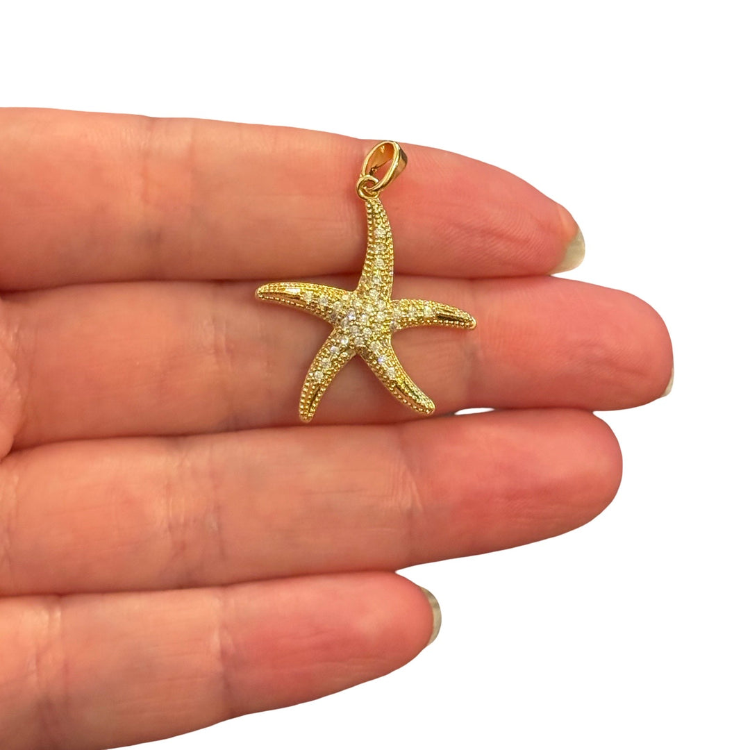 24Kt Gold Plated CZ Starfish Pendant – 27x19mm