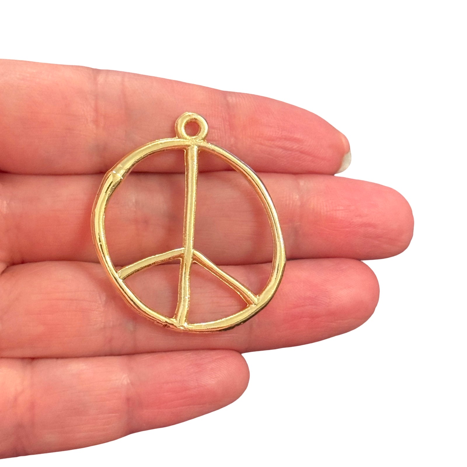24Kt Gold-Plated Peace Pendant – Large Open Symbol, 37.5x33mm