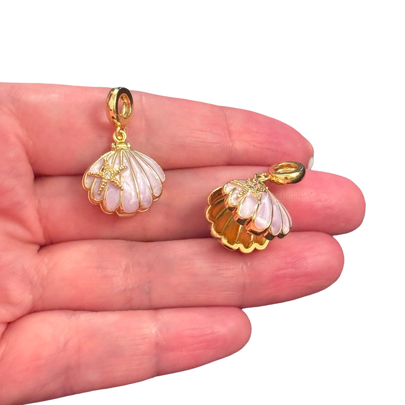 24Kt Plaqué Or Brillant Cauri Shell Charms Cauri Shell Charms, 5 pcs dans un pack
