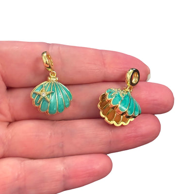 24Kt Plaqué Or Brillant Cauri Shell Charms Cauri Shell Charms, 5 pcs dans un pack