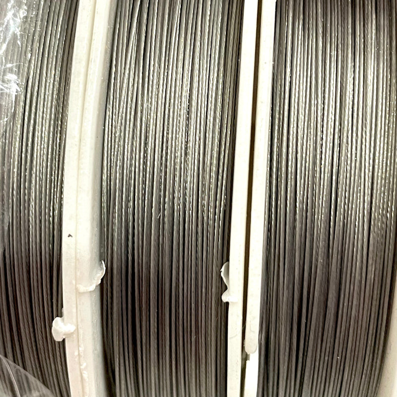 100m Reel of 0.45mm Silver Color Tiger Tail Wire for Jewelry Making.