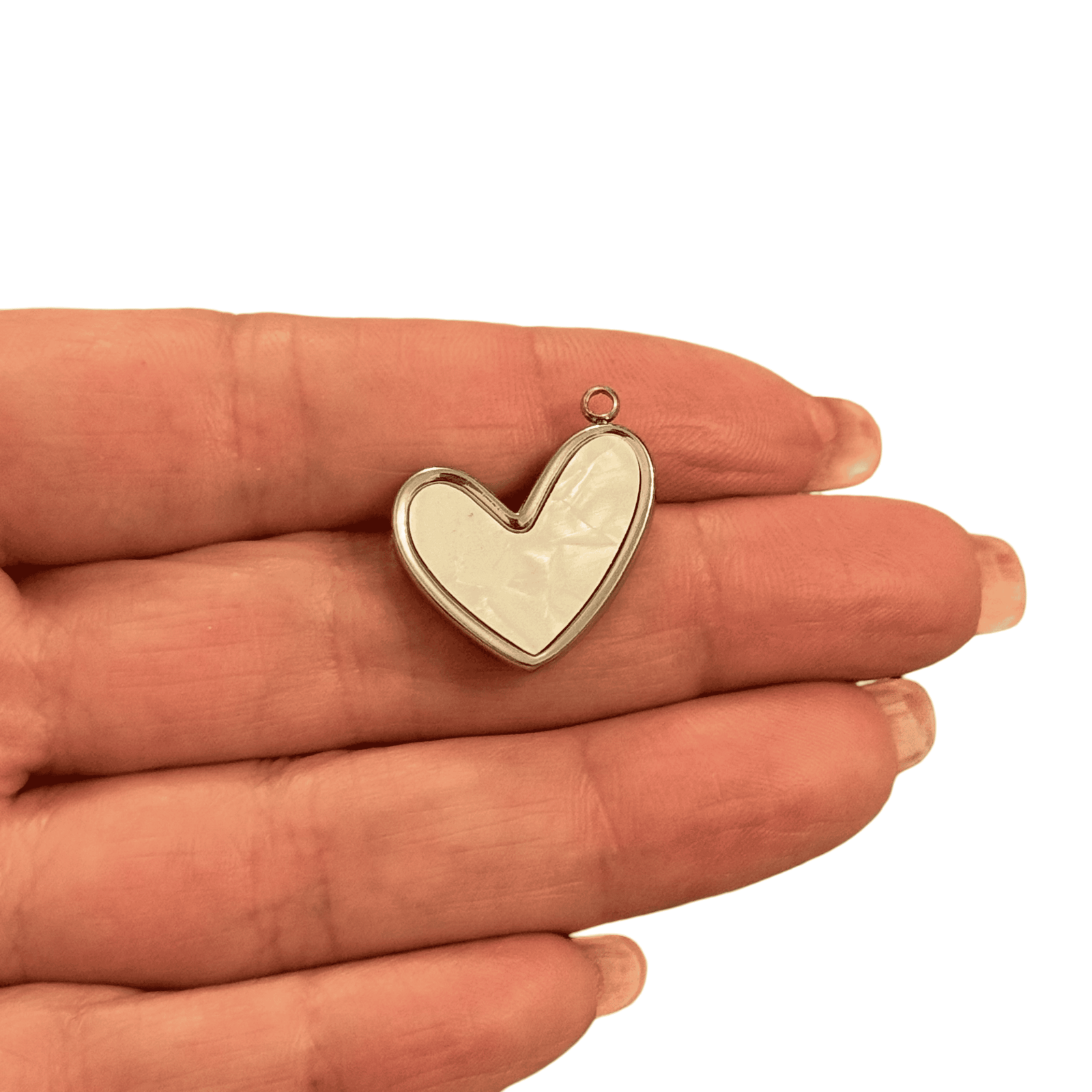 Waterproof Stainless Steel Mother of Pearl Heart Charm