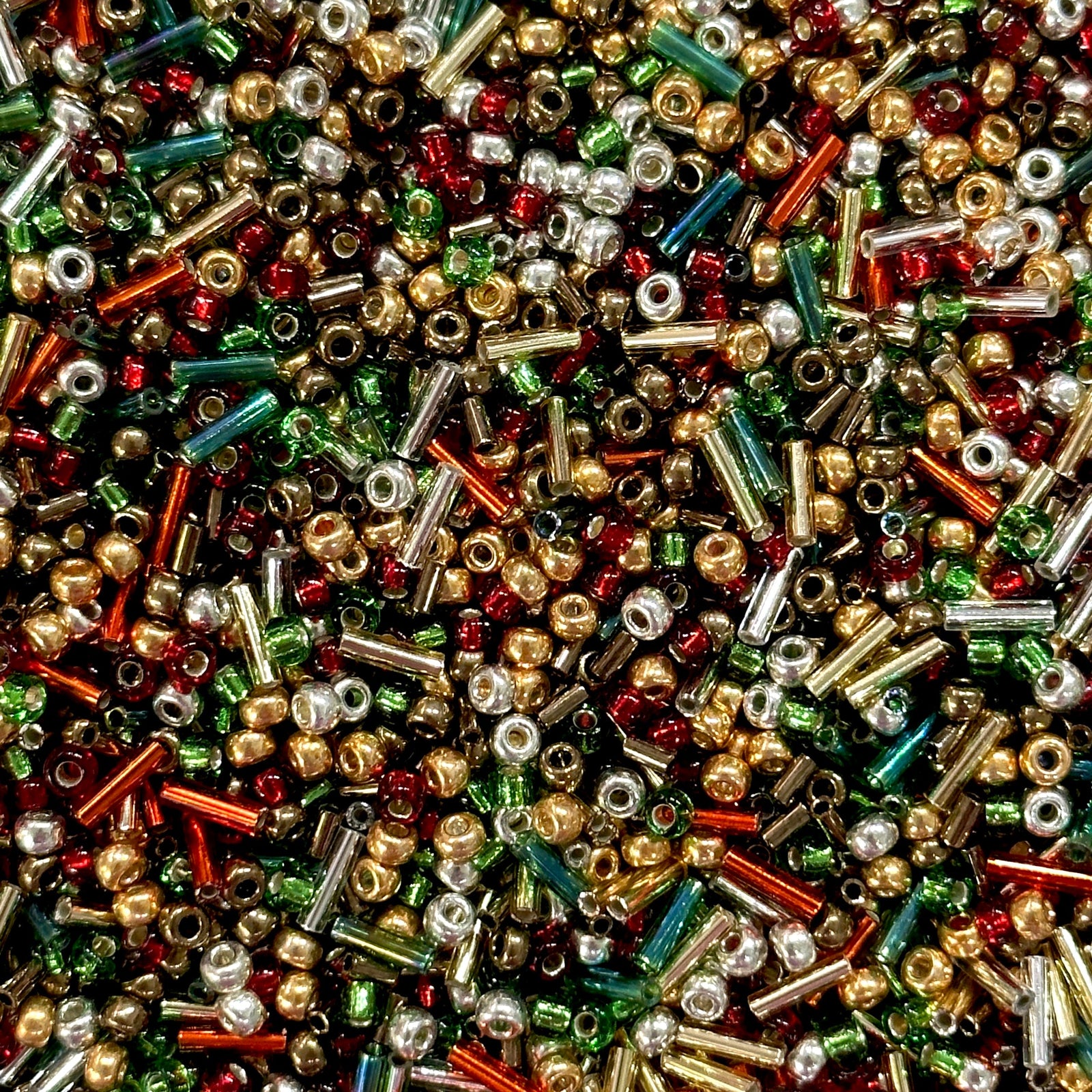 Crimson Noel Sparkle Bead Mix (10g Bag) - Various Sizes and Shapes