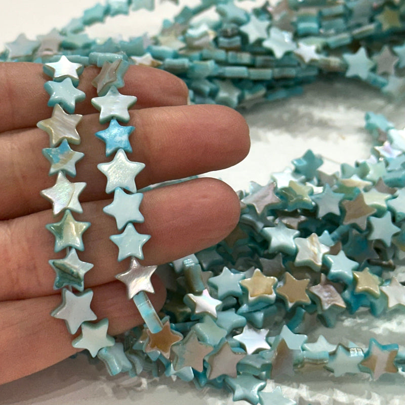 Mother Of Pearl Star Colored 8mm Beads, Natural Mother of Pearl Star, 54 Beads Strand