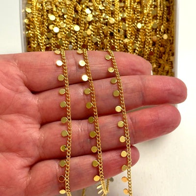 24Kt Gold Plated 1.8mm Chain With 3mm Flat Round Tags